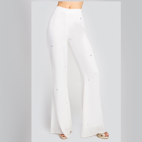 NWT! Wildfox COUTURE White Starlet Loren High Waisted Flared Pants